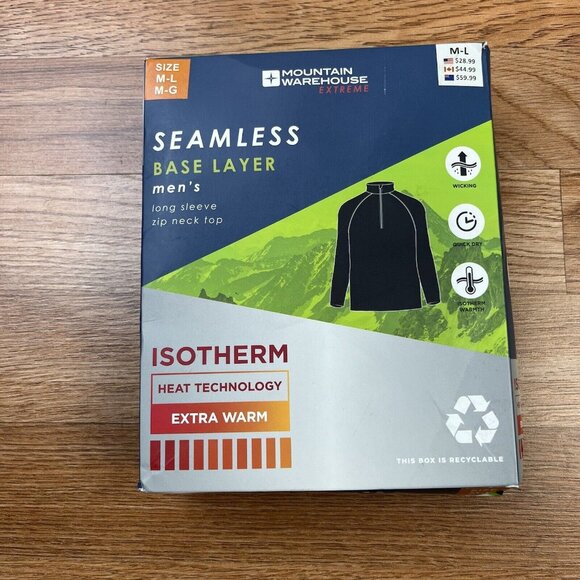 Mountain Warehouse Extreme Base Layer Zip Neck Top Men's M/L Extra Warm NEW - Picture 1 of 9